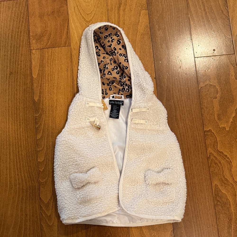 Cynthia Rowley Ivory Sherpa Vest with Leopard Lining